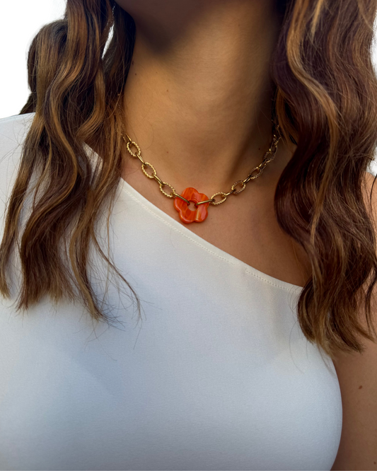 Collier Flora Orange